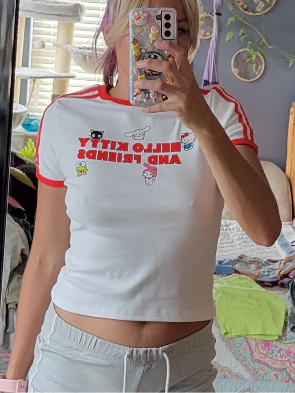 White & Red Hello Kitty Graphic Ringer Tee - Women's Top